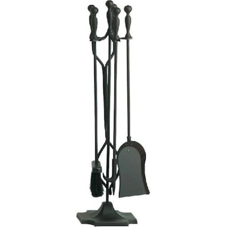Dagan Dagan 1532 Fireplace Tool Set - Rail on Base; Black - 5 Piece 1532